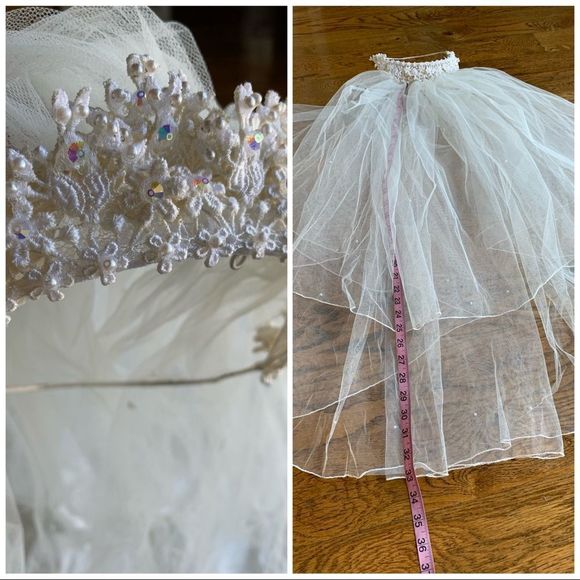 San Martin Vintage 80’s Wedding Dress and‎ Veil - Picture 16 of 17